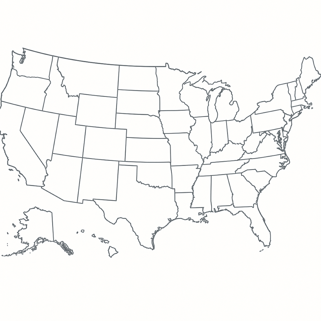 A U.S. map, outlining the 50 states.