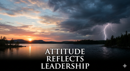an image of a sunset that transitions from a beautiful, peaceful scene on the left to a dark thunder and lightning storm on the right.