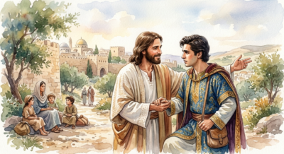 Jesus Loves Us The Way We Are, Right? Jesus speaking with the rich young man from Mark's Gospel.